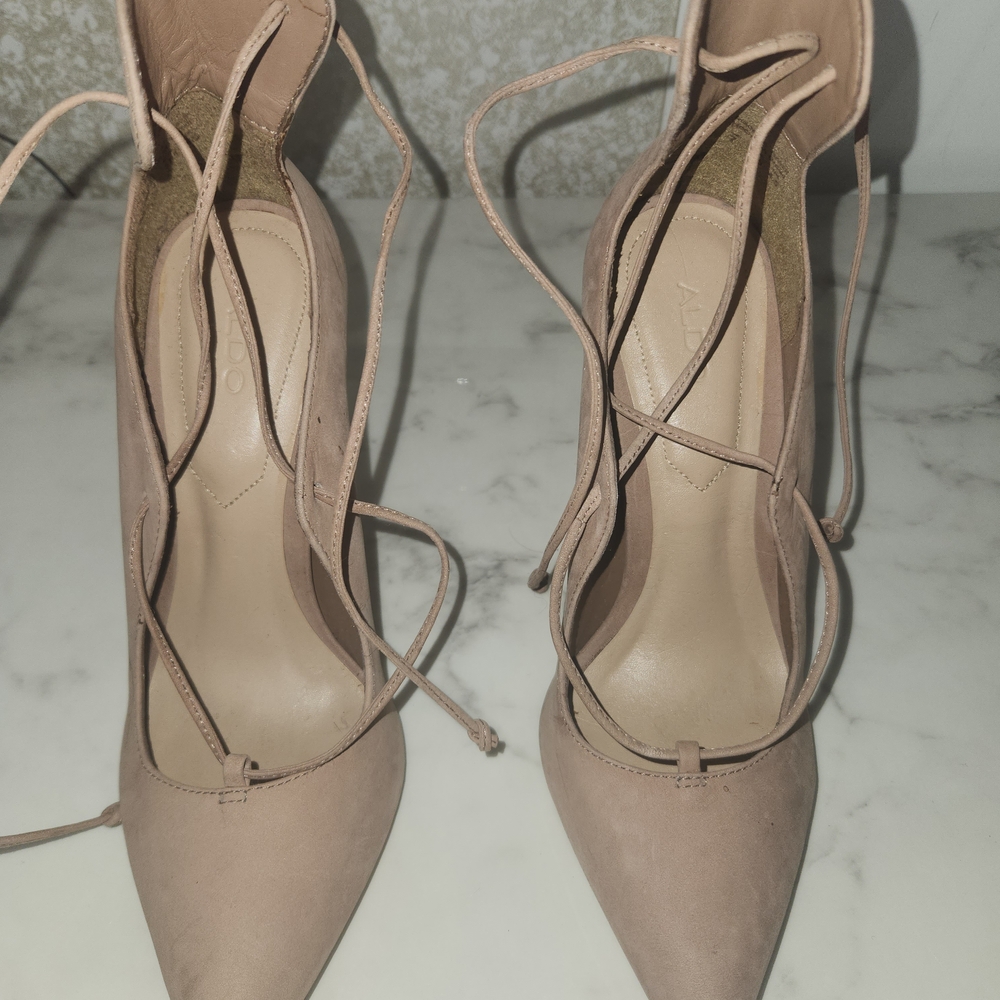 Aldo Women's Beige Lace-Up Heels